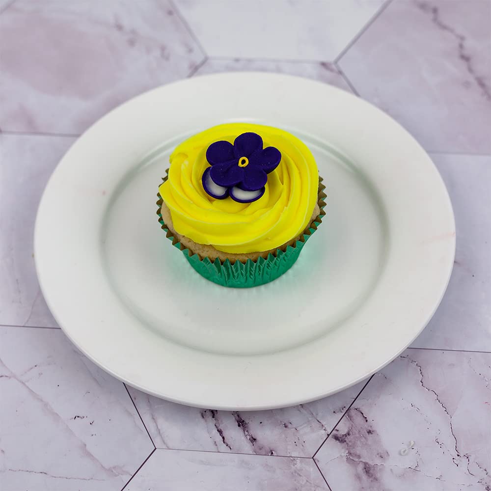 OCREME Royal Icing Sugar Flower Set of 16 - 1-1/4 Inch, Royal Blue/White, Cake Decorating, Cupcake Toppers