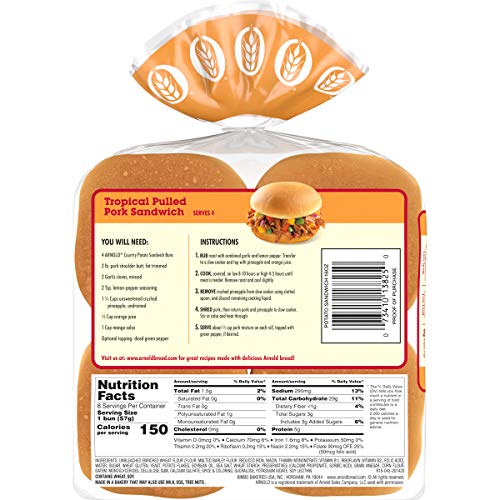 Arnold Potato Buns, 8 count, (2.0 oz each), Hamburger Buns, 16 oz Bag
