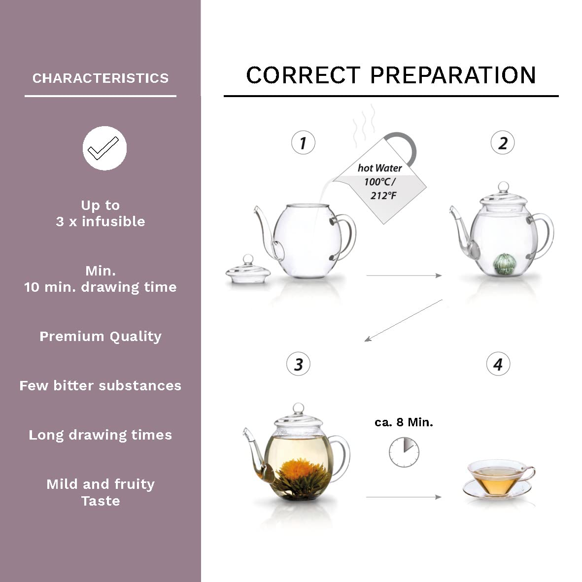 Creano 4004 Abloom Black Tea And Teapot Gift Set