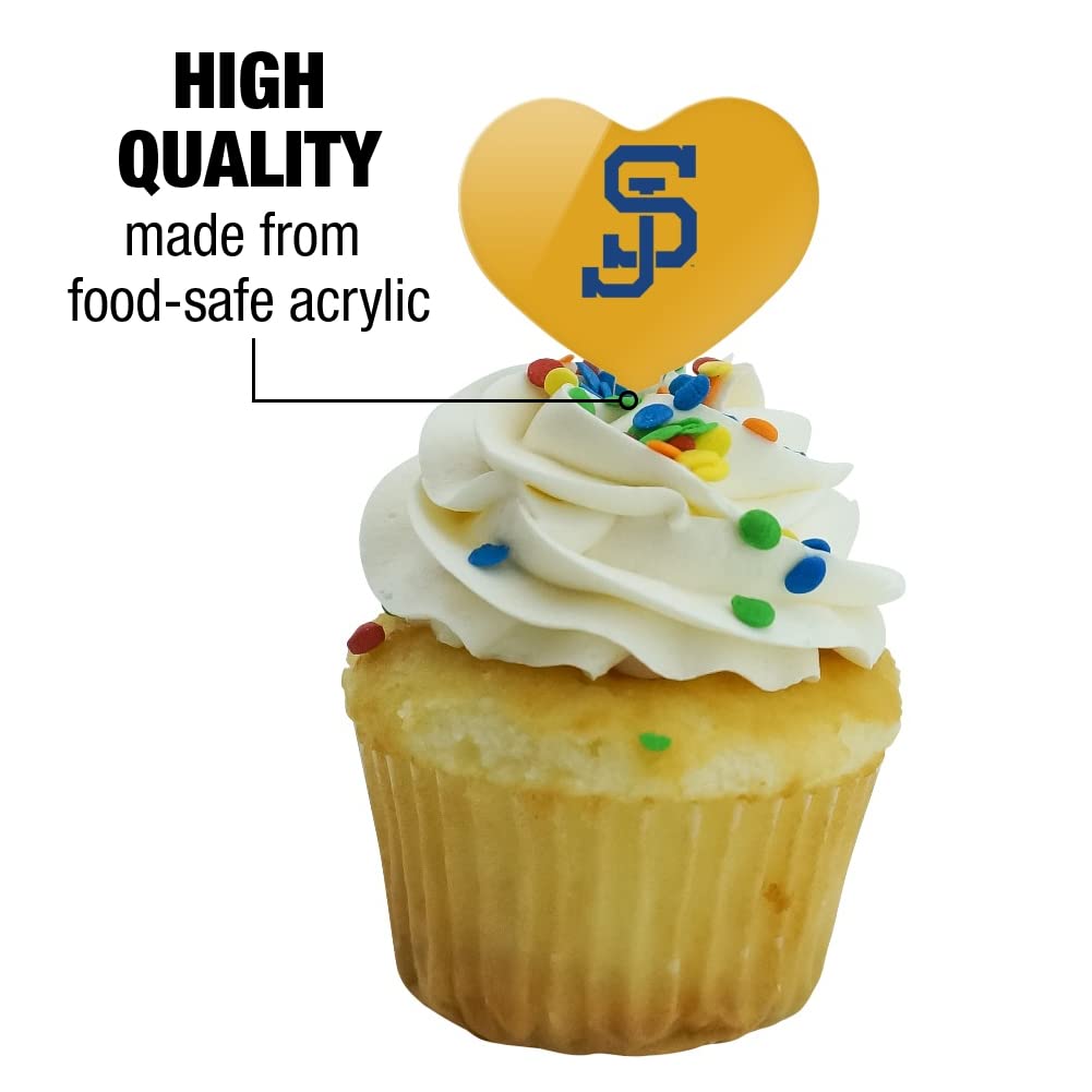 GRAPHICS & MORE Cupcake Toppers Set of 6, Acrylic, Heart Design, San Jose State University, One Size