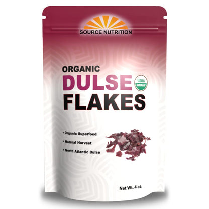 Organic Dulse Flakes - Sun Dried, Wild Crafted, North Atlantic Dulse - Palmaria Palmata (4 oz)