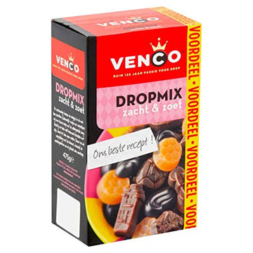 Venco Liquorice Drop Mix, Soft & Sweet (Zacht & Zoet), 475 G (16.8 Oz), 1 Box