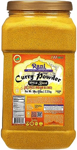 Rani Curry Powder Mild (10-Spice Authentic Indian Blend) 80Oz (5Lbs) 2.27Kg Bulk Pet Jar ~ All Natural | Salt-Free | No Chili Or