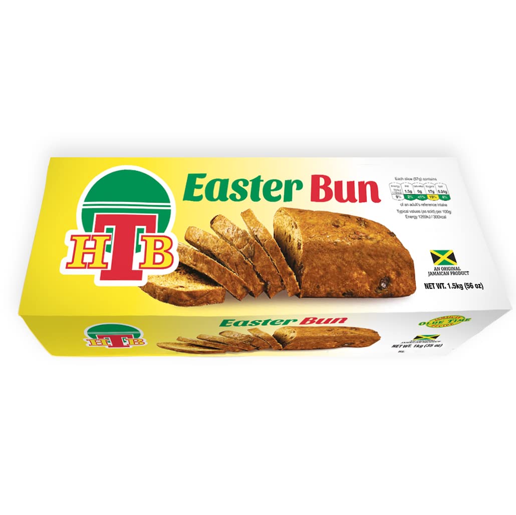 Jamaican HTB Easter Bun - 56oz Jamaican Snack, Sweet & Spicy Fruit Cake, Traditional Carribean Cuisine, Unique Spices & Flavors 