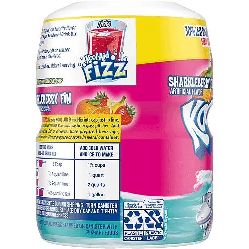 Kool-Aid Drink Mix, Sharkleberry Fin, 19 Ounce Container, Pack of 3