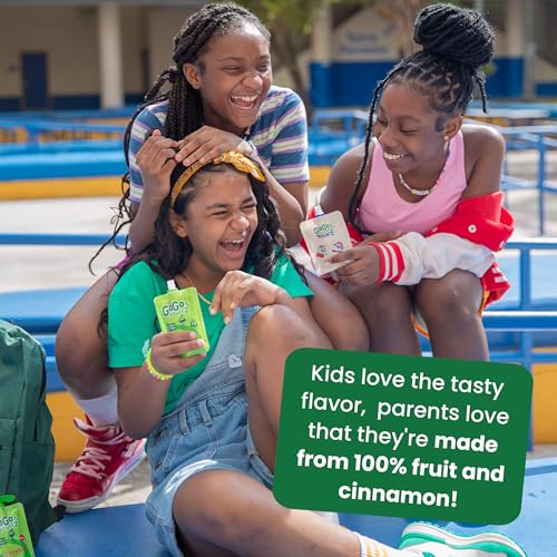 GoGo squeeZ Fruit on the Go  Apple Cinnamon  3.2 oz (Pack of 12)  Unsweetened Fruit Snacks for Kids  Gluten Free  Nut Free and Dairy Free  Recloseable Cap  BPA Free Pouches