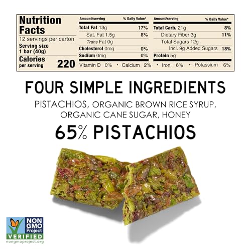 South 40 Snacks Crunchy Pistachio Bar  Just 4 Ingredients  Touch of Honey (40g Bar  Pack of 12)