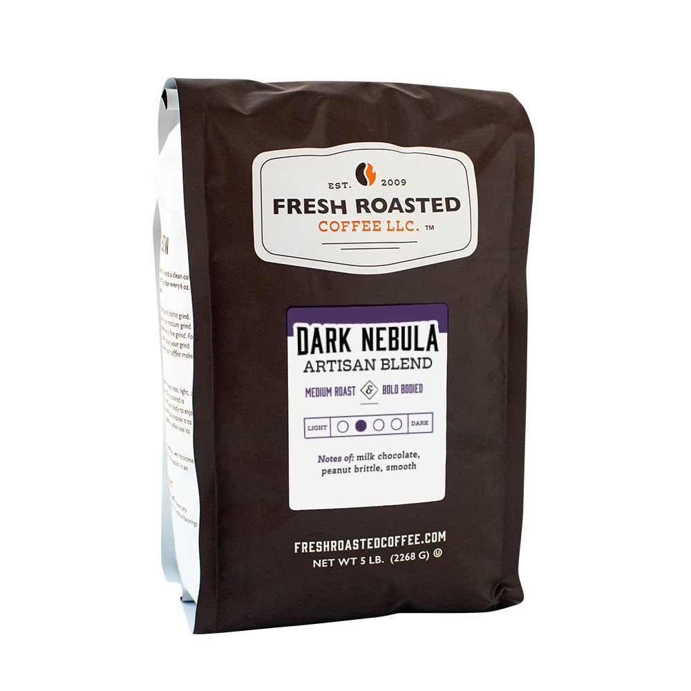 Fresh Roasted Coffee, Dark Nebula, 5 Lb (80 Oz), Medium Roast, Kosher, Whole Bean