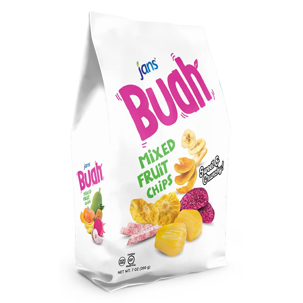 Jans Mixed Fruit Chips - Tropical Mix of Dragonfruit, Pineapple, Banana, Jackfruit, Taro, Pumpkin - 7 Oz - Non-GMO, Gluten Free, Vegan