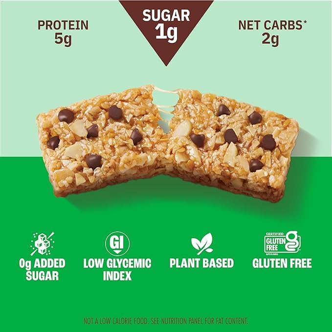 Munk Pack Keto Granola Bar  Almond Butter Cocoa Chip  4 Bars  Low Carb Keto Snack For Kids & Adults  Chewy Bar, No Added Sugar T