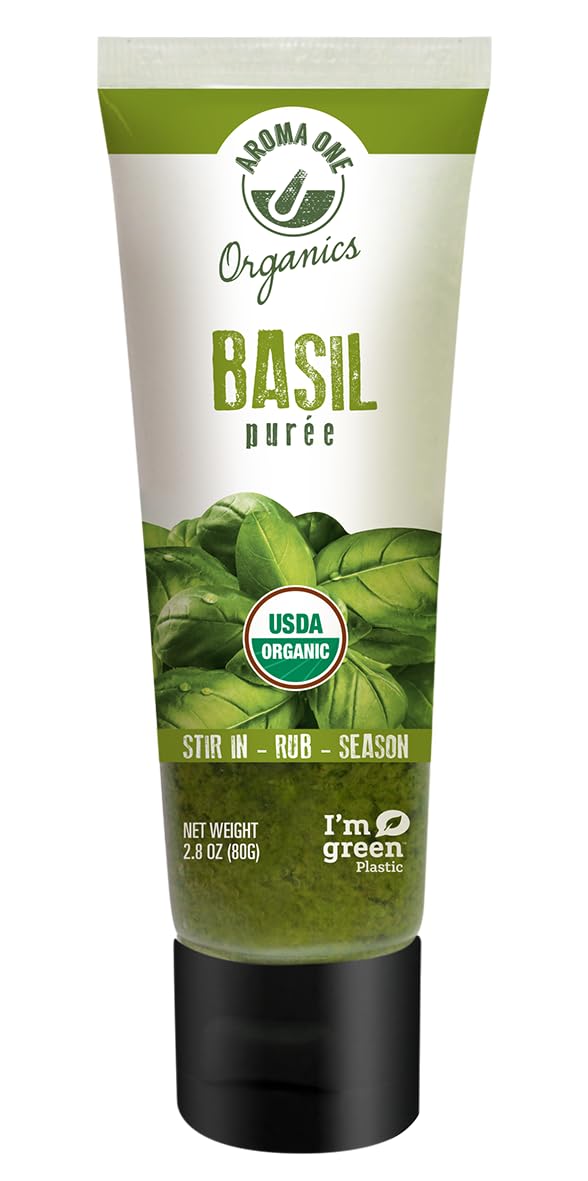 Aroma One Basil Puree Paste - Organic Herb Concentrate for Cooking, Seasoning & Sauces - Fresh Flavor Enhancer, Non-GMO, Gluten-