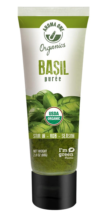 Aroma One Basil Puree Paste - Organic Herb Concentrate for Cooking, Seasoning & Sauces - Fresh Flavor Enhancer, Non-GMO, Gluten-