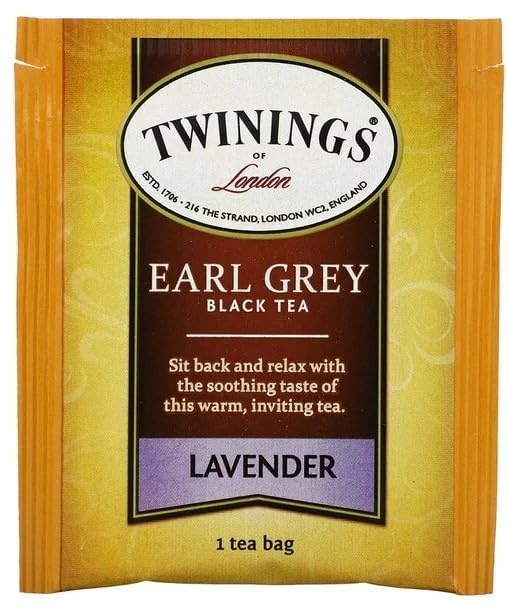 Twinings Earl Grey Lavender Black Tea Individually Wrapped Bags, 20 Count (Pack of 6), Citrus, Bergamot & Floral, Caffeinated, E