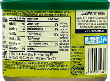 Blue Diamond Almonds Spicy Dill Pickle Flavored Snack Nuts, 6 Oz Resealable Can (Pack of 2)