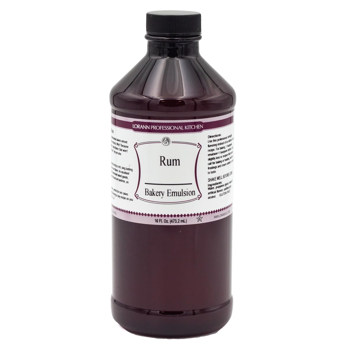 LorAnn Oils Rum Bakery Emulsion, 16 Fl Oz, Gluten-Free, Keto-Friendly, Rum Extract Alternative