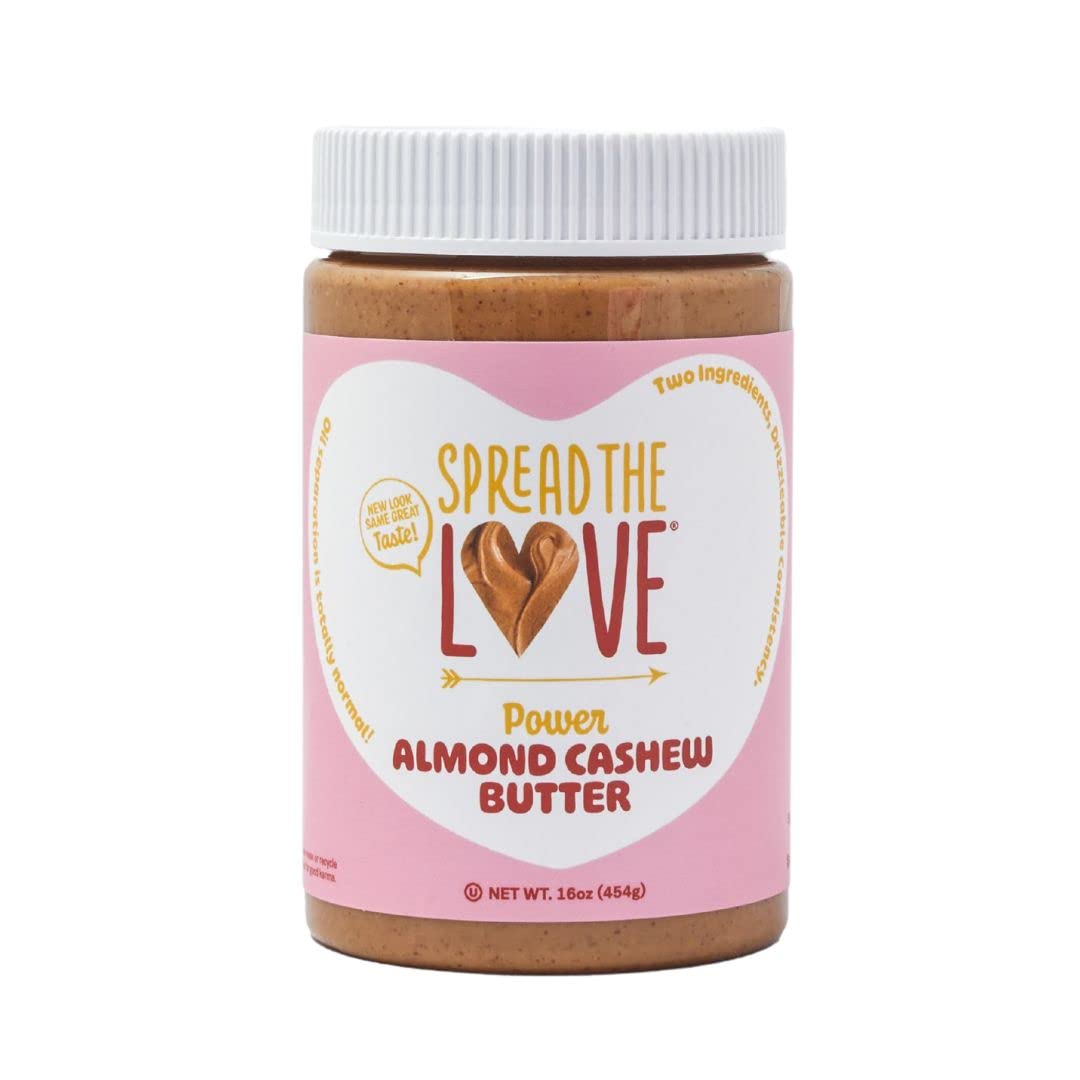 Spread The Love Almond Cashew Power Butter, 16 Ounce (All Natural, Vegan, Gluten-Free, No Salt, No Sugar, No Palm-Oil, No-Gmos)