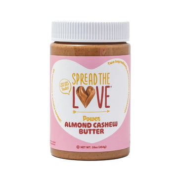 Spread The Love Almond Cashew Power Butter, 16 Ounce (All Natural, Vegan, Gluten-Free, No Salt, No Sugar, No Palm-Oil, No-Gmos)