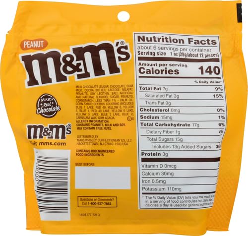 Mars M&Ms Peanut Chocolate, Grab & Go Size, 5.0 oz, Brown