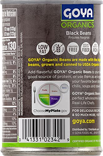 Goya Organic Black Beans, 15.5 Ounce, Pack of 24, Non-GMO, Gluten-Free