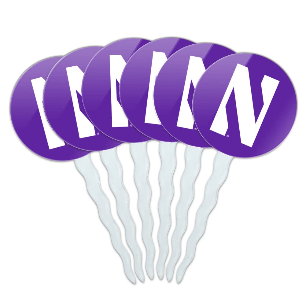 GRAPHICS & MORE Northwestern University Primary Logo Cupcake Picks Toppers Decoration Set of 6