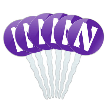 GRAPHICS & MORE Northwestern University Primary Logo Cupcake Picks Toppers Decoration Set of 6