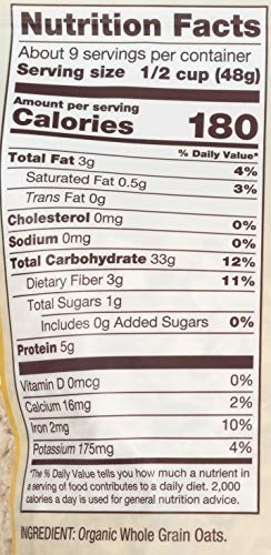 Bob's Red Mill Organic Oats Rolled Regular, 16 Ounce
