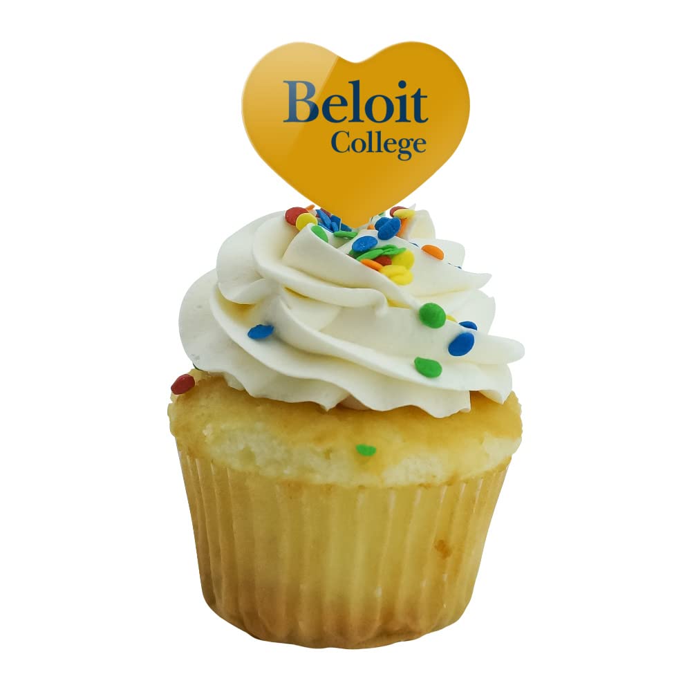 GRAPHICS & MORE Heart Cupcake Picks Set of 6, Acrylic, Beloit College, Model CUPT.HRT.ACR.6PK.CLCBLI500B