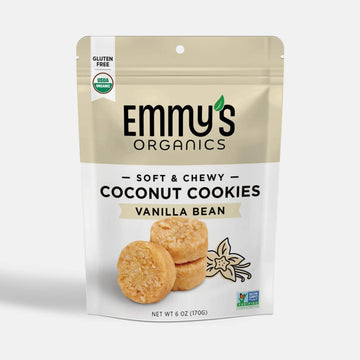 Emmys Organics Vanilla Bean Coconut Cookies (Pack of 4) | Gluten-Free, Organic, Vegan, Paleo-Friendly