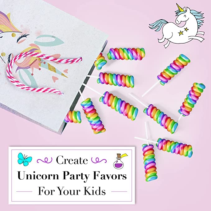 Unicorn Candy Lollipops Individually Wrapped Bulk 100Pk| Swirl Lollipop Rainbow Candy , Unicorn Party Favors For Unicorn Birthda