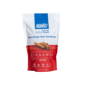 Epic Xylitol Chewing Gum - Sugar Free & Aspartame Free Chewing Gum Sweetened W/Xylitol For Dry Mouth & Gum Health (Cinnamon, 500