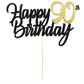 JUTTIRA 90th Birthday Cake Topper Glitter Anniversary Decoration Gold Bamboo for Men Women
