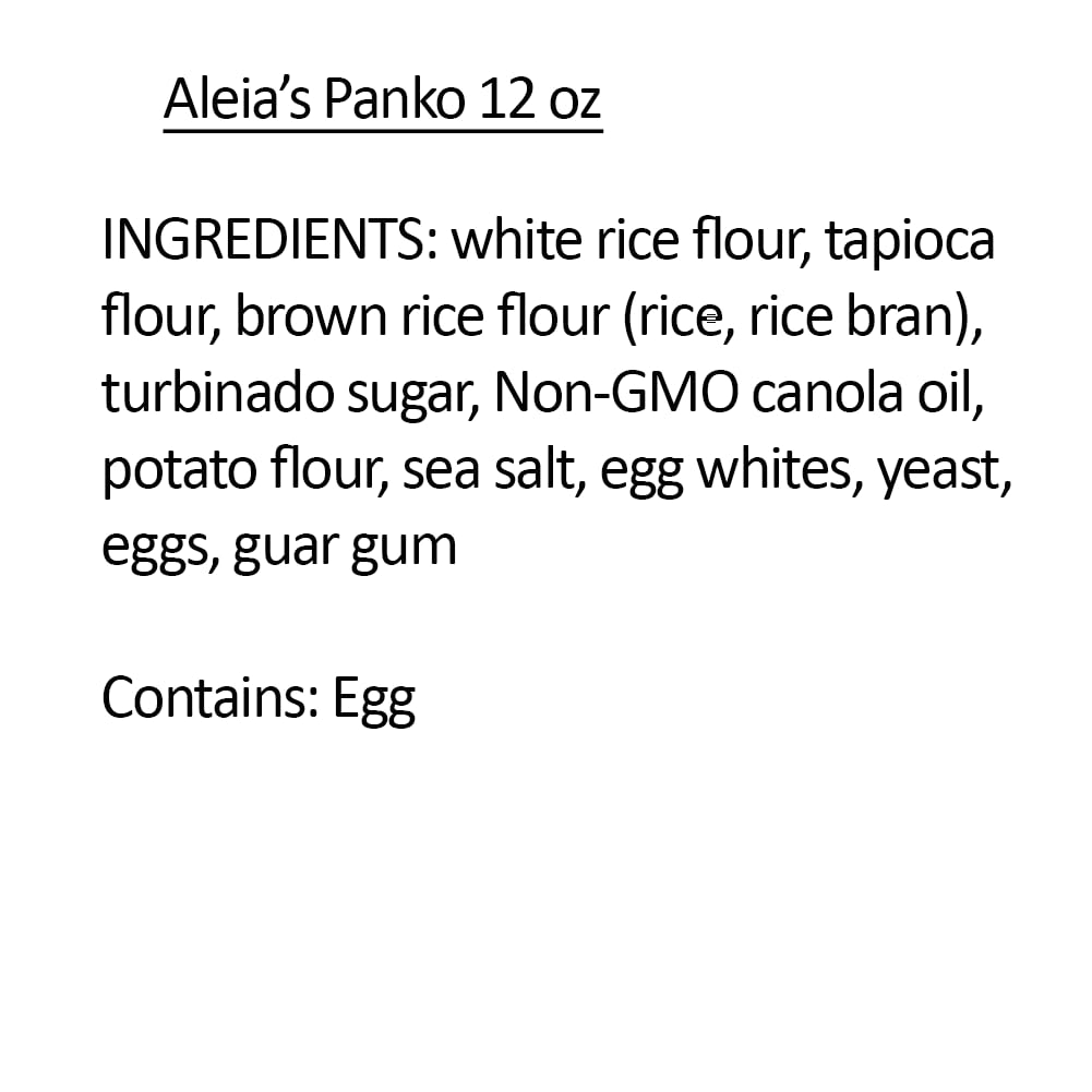 Aleia'S Best. Taste. Ever. Panko Original - 12 Oz / 1 Pack - Authentic Taste, Crunchy Breading For Gluten Free Recipes, Certifie
