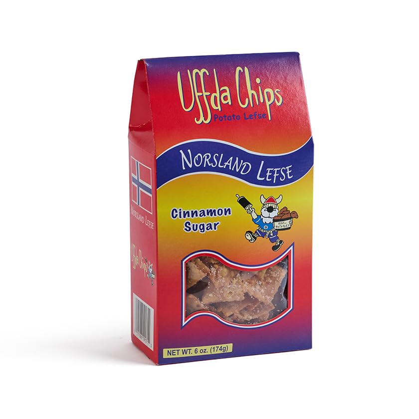 Uffda Chips - Made From Real Lefse - 6 Oz -By Norsland Lefse (Cinnamon Sugar)