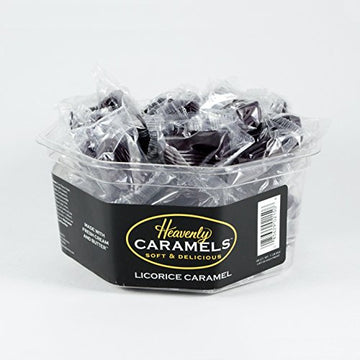 J Morgan Confections Heavenly Caramel | Licorice Flavor | 45 Count Tub | Gourmet Soft And Chewy Butter Caramel Candies | Hand-Cr