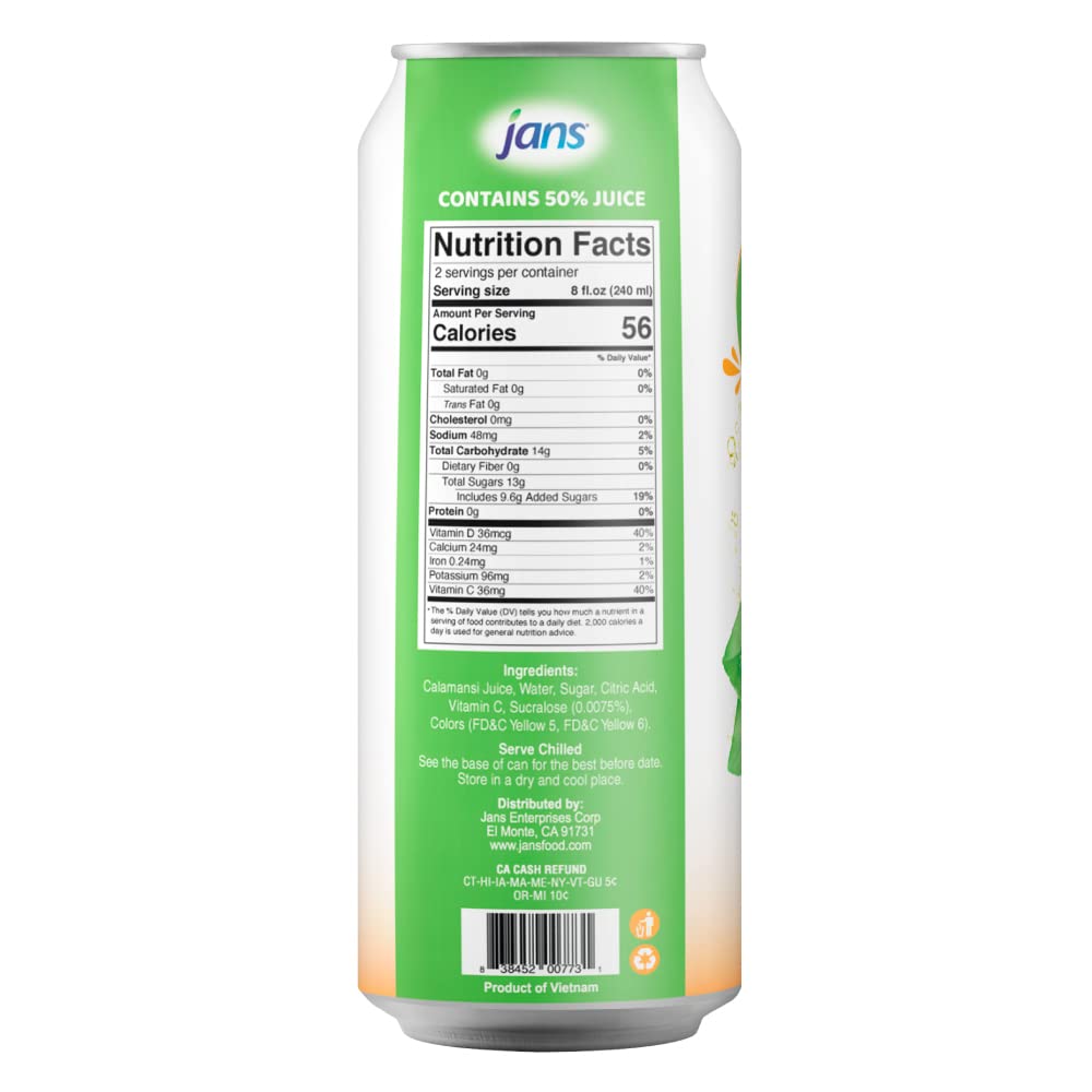 Jans Calamansi Juice Drink, 100% Pure Extract, No Sugar Added, 16.9 oz (Pack of 12)