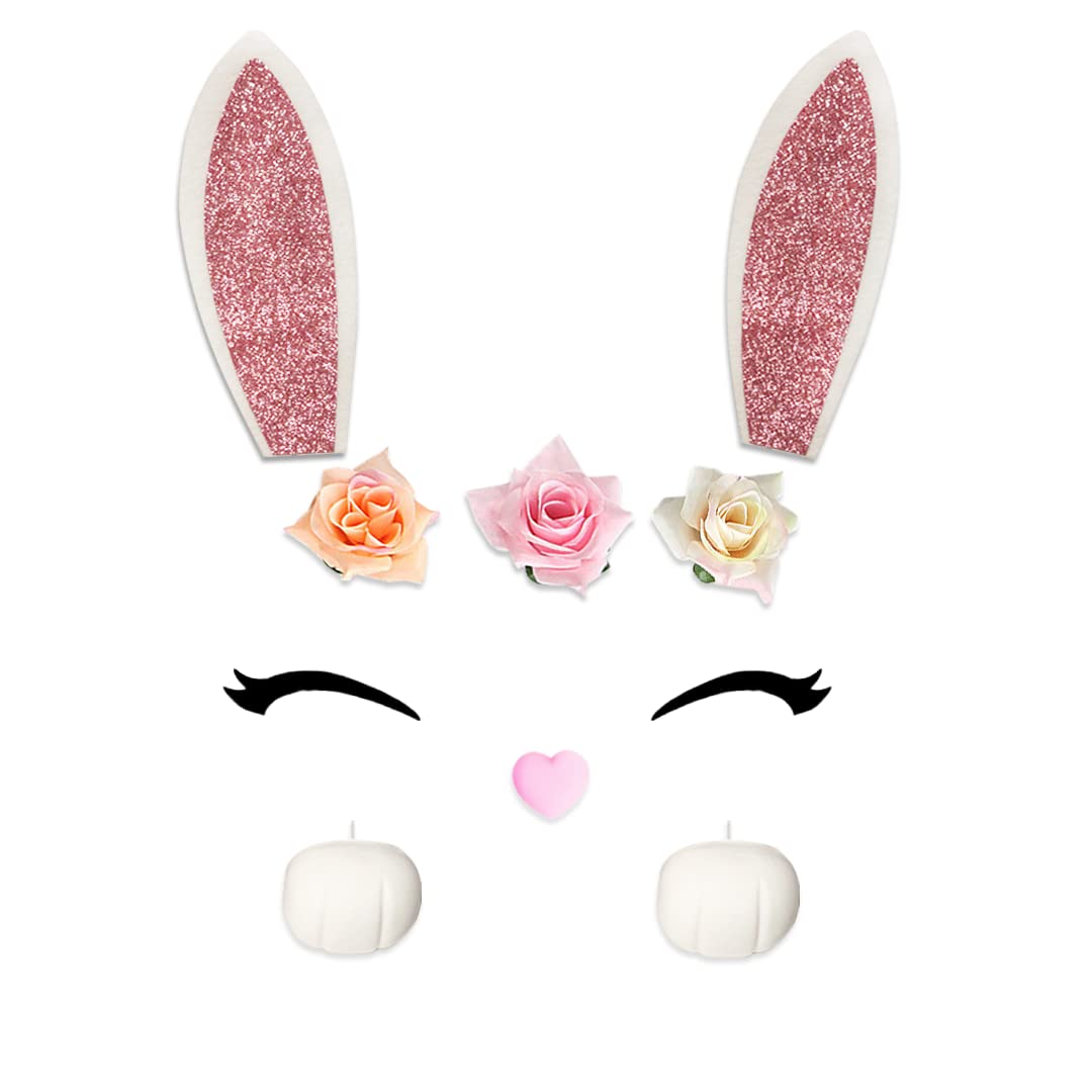 Bunny Cake Topper With Ear Foot Flowers Eye Nose For Bunny Rabbit Baby Shower And Easter