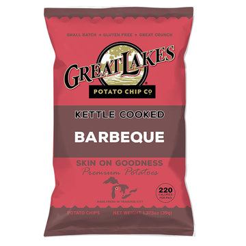 Great Lakes Potato Chip Co. Barbeque Kettle Cooked Potato Chips, Individual Snack Size Case (Pack of 40, 1.375 Oz. Bags)