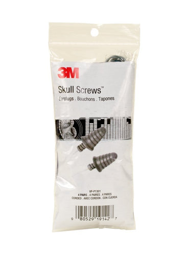 3M Skull Screws Corded Earplugs In Small Pack Vp-P1301, 4 Pair/Pack