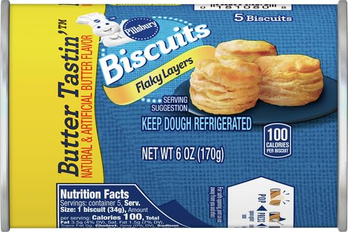 Pillsbury Flaky Layers Butter Tastin Canned Biscuits, 5 Ct, 6 oz