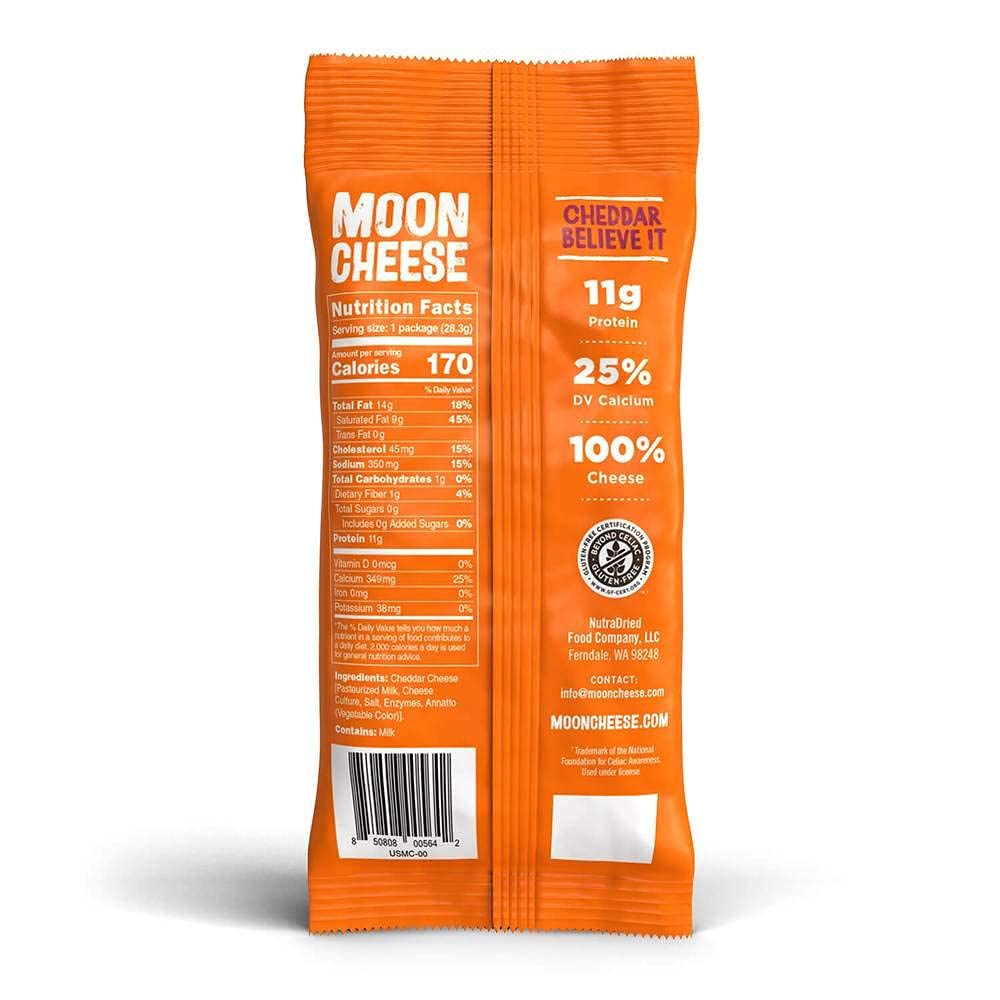 Moon Cheese Cheddar Believe It, 1 Ounce, 12-Pack, Crunchy, Protein-Rich Cheese Snack, Keto Friendly, 100% Real Cheese