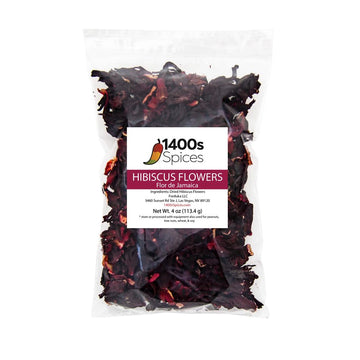 4Oz Dried Hibiscus Flowers Perfect For Tea And Mexican Agua Fresca, Flor De Jamaica, Whole Flowers And Petals By 1400S Spices