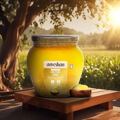Anveshan A2 Gir Cow Desi Ghee 500Ml | Traditional Bilona Method | Curd- Churned | Cultured | Pure And Natural | Lactose And Glut