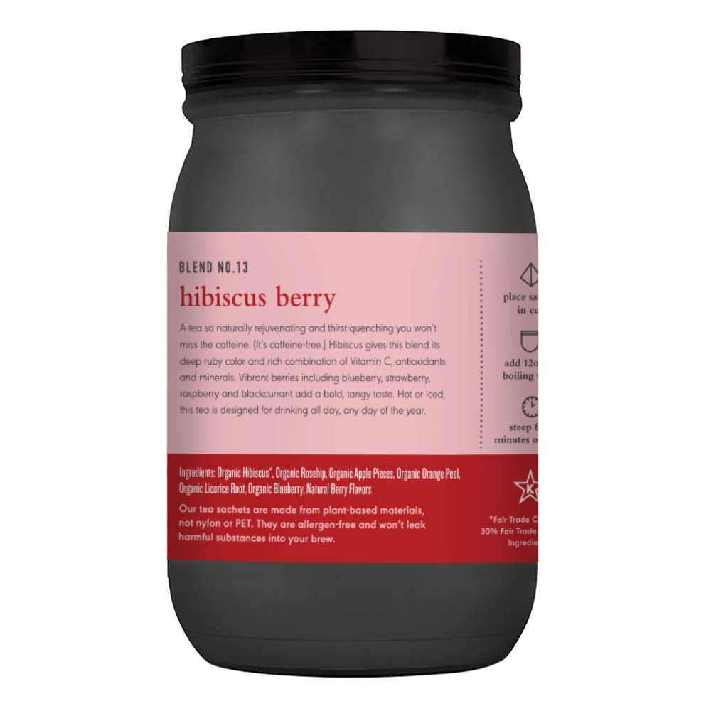 Paromi Hibiscus Berry Organic Herbal Tea - Signature Jar, 15 Count