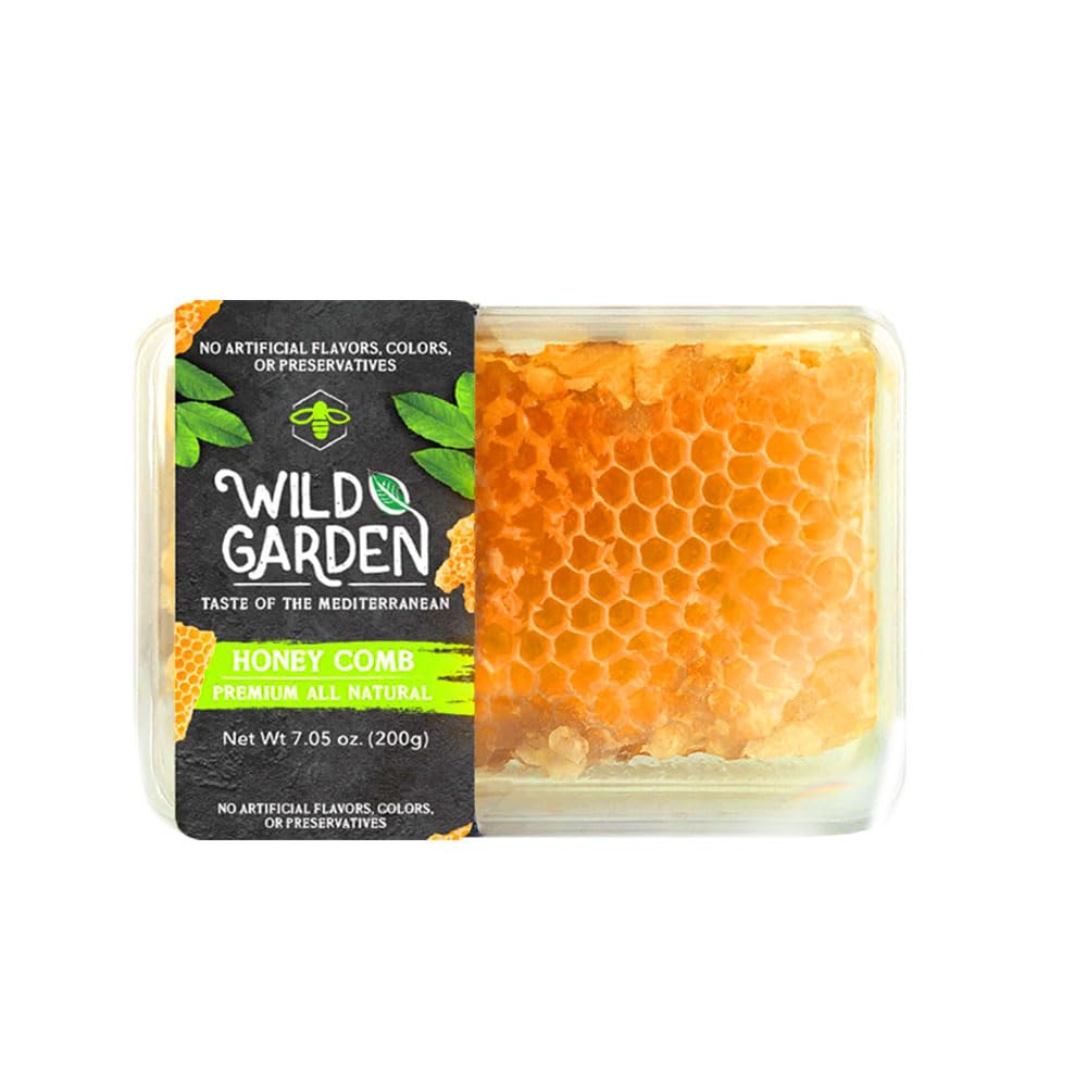 Wild Garden Raw Gourmet Honeycomb, 100% Pure, All-Natural, 7.05 oz, Gold