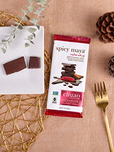 Chuao Chocolatier Spicy Maya Dark Chocolate Bars | Gourmet Cinnamon Cayenne Artisan No Preservatives | For Gift Baskets, Christmas, Valentines Day, Gifts For Women, Men, Birthday, Thank You, Care Package | 3 Pack