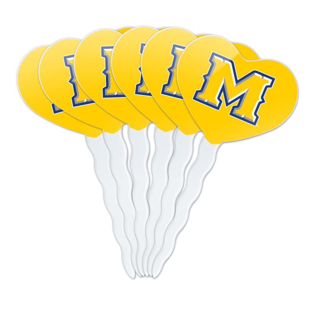 GRAPHICS & MORE Cupcake Picks Set of 6 - Acrylic Heart Toppers - McNeese State University - One Size