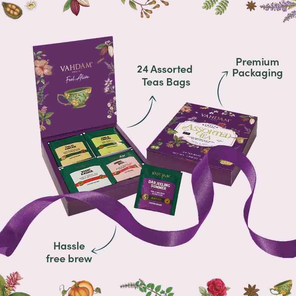 Vahdam, Classic Tea Advent Calendar 2025 | 24 Unique Flavor In Individually Wrapped Pyramid Tea Bags In Classic Box | Assorted Tea Gift Set | Advent Calendar 2025 Gifts For Women & Men