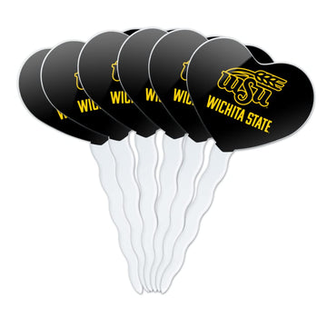 GRAPHICS & MORE Cupcake Picks Set of 6, Acrylic, Wichita State University, Heart Decoration, Model CUPCAKE.HEART.CLCWSU.Z007503