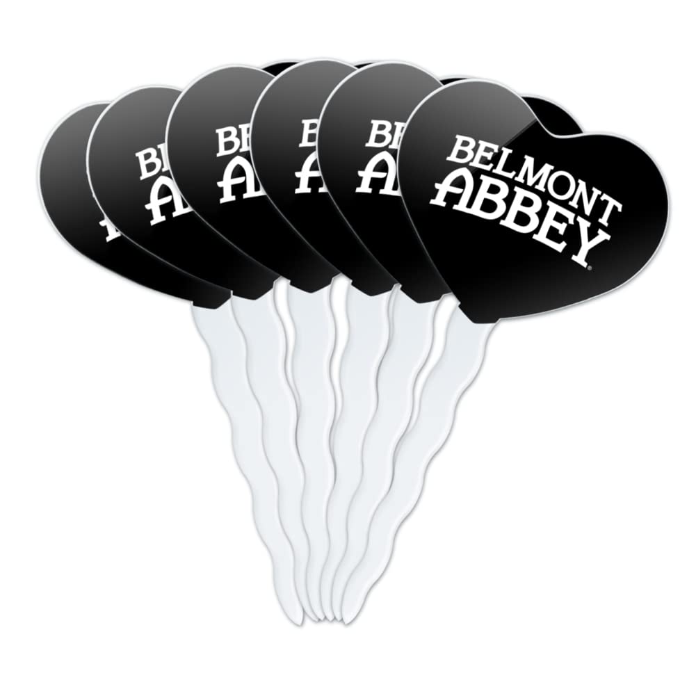 GRAPHICS & MORE Heart Love Cupcake Picks Set of 6 - Acrylic, Belmont Abbey College, Model CUPT.HRT.ACR.6PK.CLCBAB500B