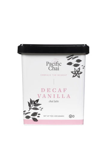 Pacific Chai Decaf Vanilla Chai Latte, Instant Powered Dry Chai Tea Latte Beverage Mix, Gluten Free, Kosher, 9 Ounce (Pack Of 1)